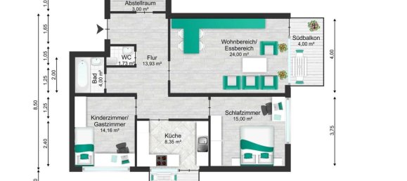 2 Schlafzimmer Wohnung in Rems-Murr-Kreis, Germany, Nr. 225782 13