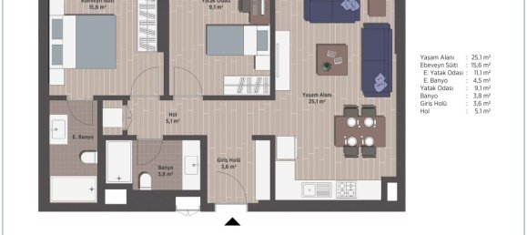 2-Zimmer Wohnung in Umraniye, Turkey, Nr. 21965 13