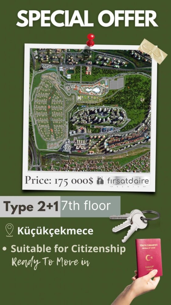 Apartment 1+2 in Küçükçekmece, Turkey No. 10598