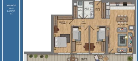 Apartamento de 2 divisões em Istanbul, Turkey N.º 13283 13