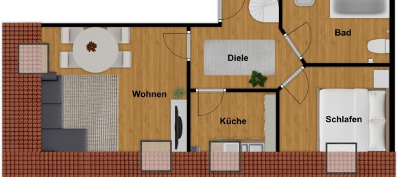 Квартира с 2 комнатами в Дуйсбург, Германия № 234548 7