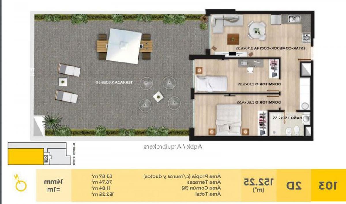 2 غرف نوم شقة في Montevideo, Uruguay رقم 355