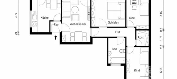 Квартира с 3 спальнями в Лёррах, Германия № 27464 12