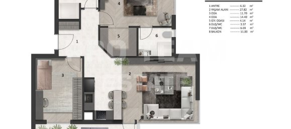 3 rooms Apartment in Altintash, Turkey No. 17918 16