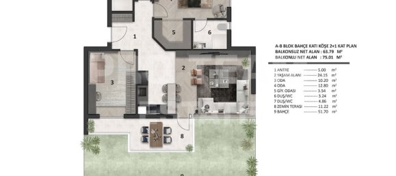 3 rooms Apartment in Altintash, Turkey No. 17918 15