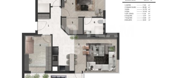 3 rooms Apartment in Altintash, Turkey No. 17918 12