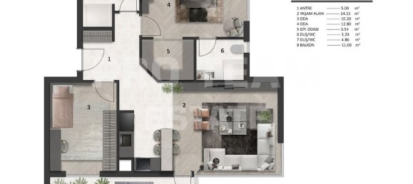 3 rooms Apartment in Altintash, Turkey No. 17918 14