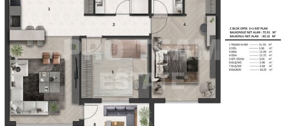 3 rooms Apartment in Altintash, Turkey No. 17918 20