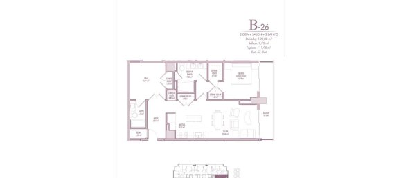 2غرفة شقة في Istanbul, Turkey رقم 22031 9