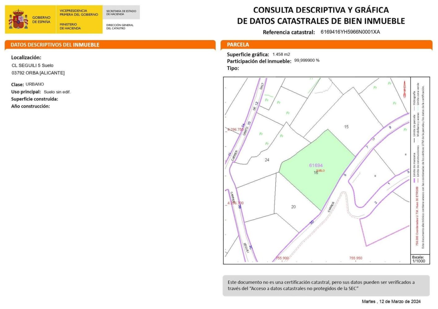 Grundstück in Orba, Spain, Nr. 285335