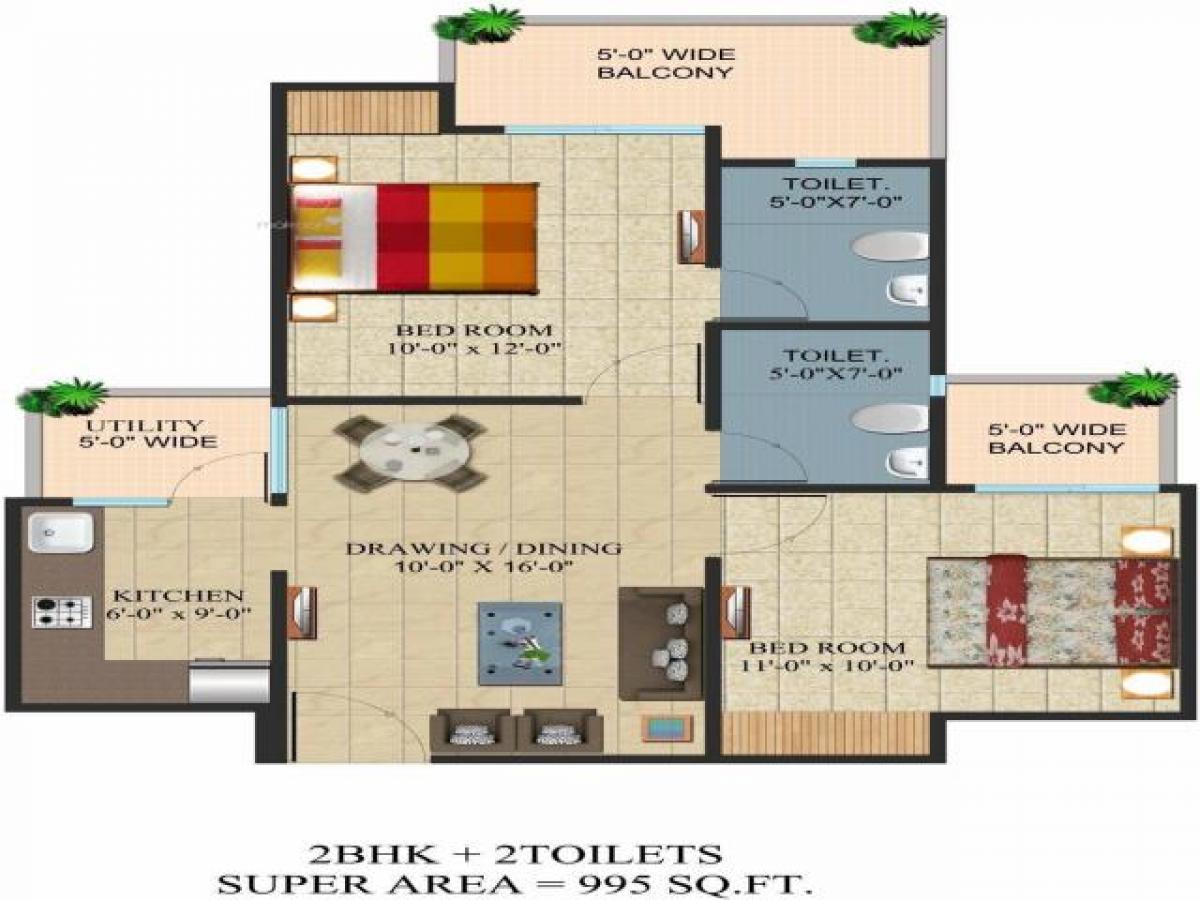 2 bedrooms House in Ghaziabad, India No. 56552