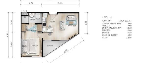 Кондоминиум с 1 спальней в The One, Пхукет, Таиланд № 30364 23