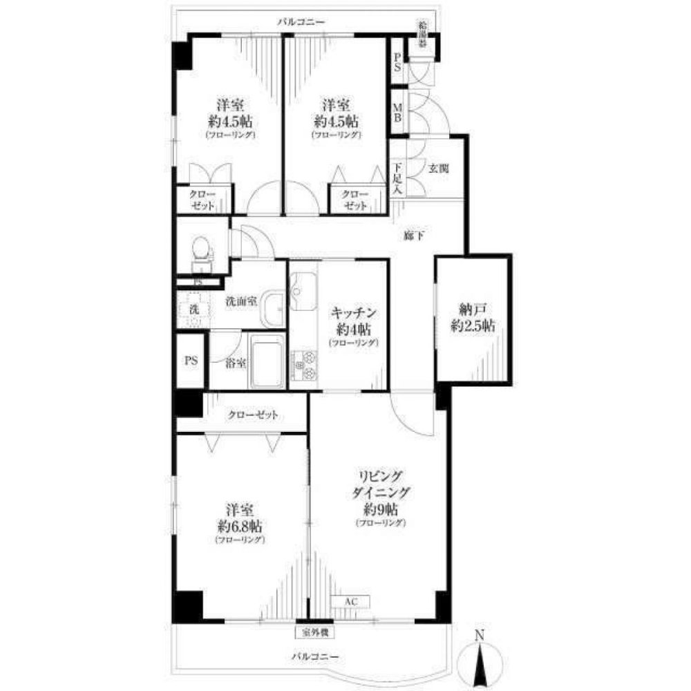 3 غرف نوم شقة في Chiba, Japan رقم 1499