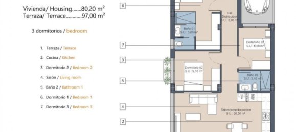 3 bedrooms Apartment in Murcia, Spain No. 13754 10