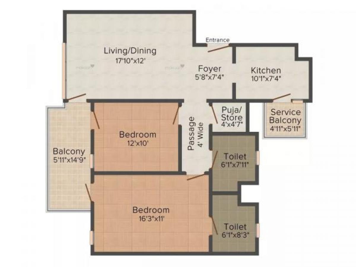 2 غرف نوم منزل في Gurgaon, India رقم 29227