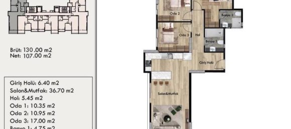 شقة 3+1 في Mersin, Turkey رقم 32290 18