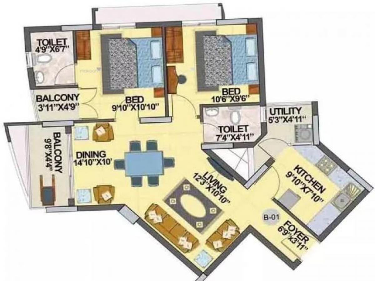 2 غرف نوم منزل في Bangalore, India رقم 1510