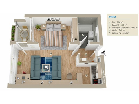 Студия в Фрайзинг, Германия № 56290