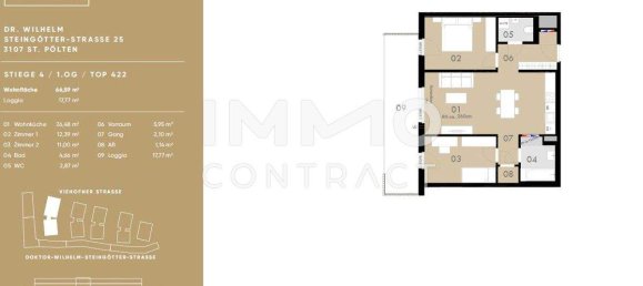 3 rooms Apartment in St. Polten, Austria No. 3276 11