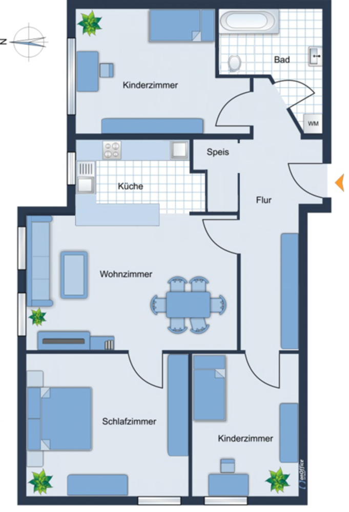 Квартира с 3 спальнями в Эрланген, Германия № 269608