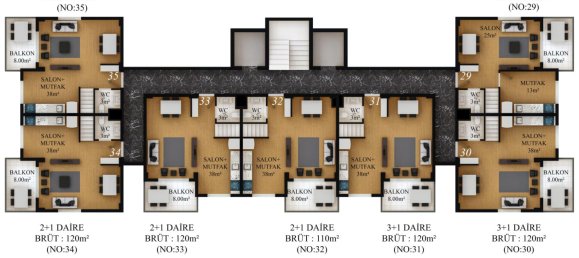 بانتهاوس 3+1 في Gazipasa, Turkey رقم 22843 5