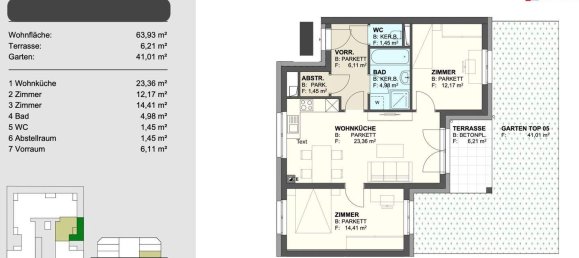Квартира с 3 комнатами в Пурбах ам Нойзидлер Зе, Австрия № 231203 3
