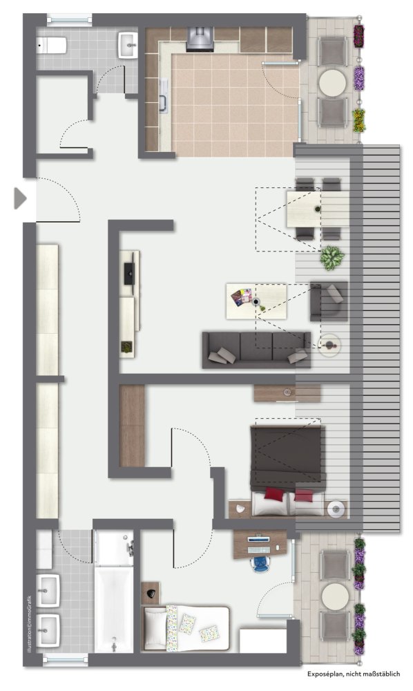 3-Zimmer Wohnung in Ginsheim-Gustavsburg, Germany, Nr. 228071