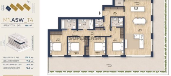 Квартира с 4 спальнями в Вила Нова ди Гая, Португалия № 160805 22