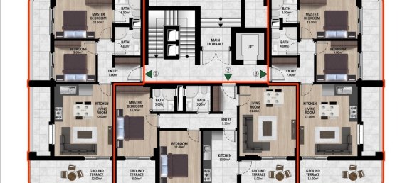 3-Zimmer Wohnung in Alanya, Turkey, Nr. 13829 12