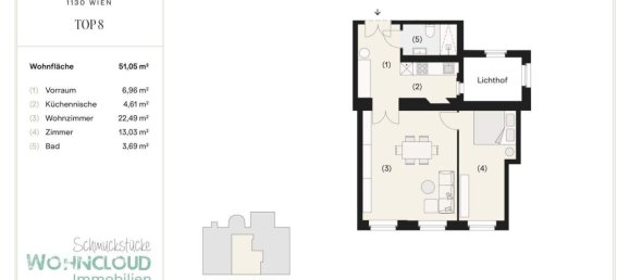 Квартира с 2 комнатами в Хитцинг, Австрия № 151699 10
