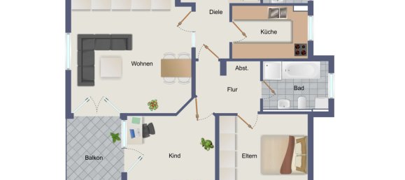 Квартира с 2 спальнями в Пфорцхайм, Германия № 91500 18