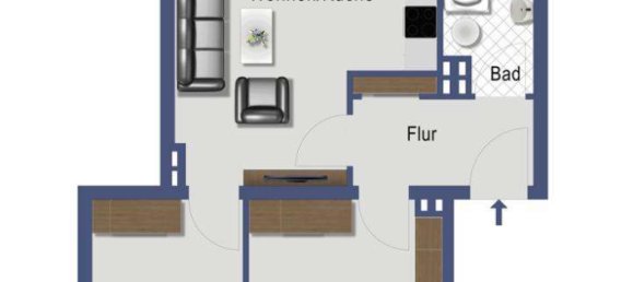 Apartamento de 2 divisões em Dusseldorf, Germany N.º 9549 4