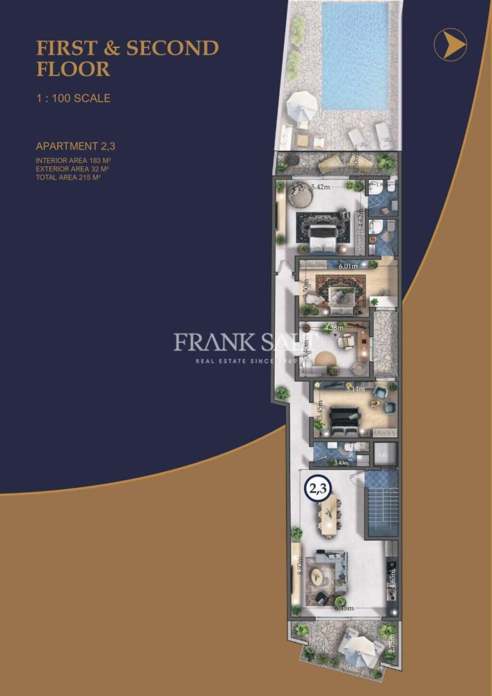 Квартира с 3 спальнями в Шеукия, Мальта № 763