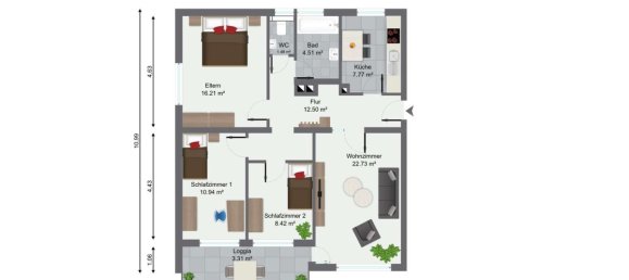 3 Schlafzimmer Wohnung in Karlsruhe, Germany, Nr. 59283 15