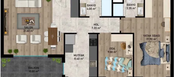 Квартира 2+1 в Аксу, Турция № 32814 12