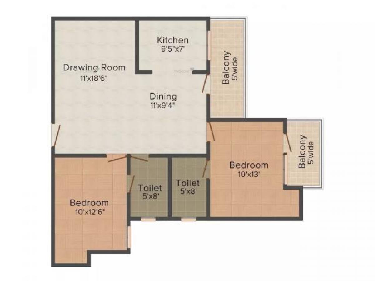 2 غرف نوم منزل في Ghaziabad, India رقم 51236