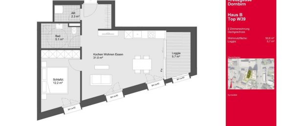 Apartamento de 2 habitaciónes en Dornbirn, Austria No. 8814 4