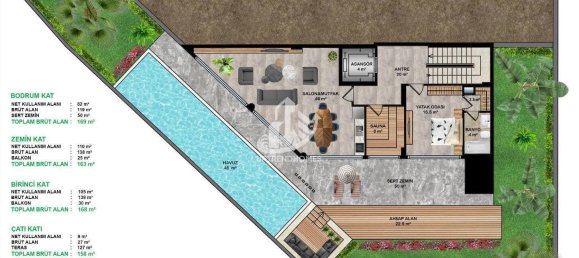 Вилла 5+1 в Джикджилли, Турция № 3575 4