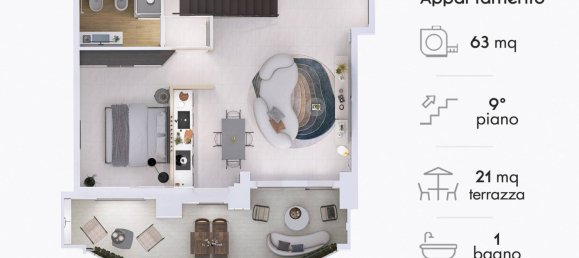 Apartamento de 1 dormitorio en Sesto San Giovanni, Italy No. 52812 14