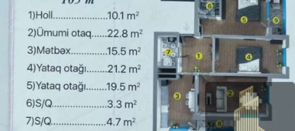 Квартира с 3 спальнями в Хатаинский район, Азербайджан № 1494 2