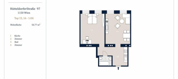 2-salle Appartement à Rudolfsheim-Funfhaus, Austria No. 126603 9