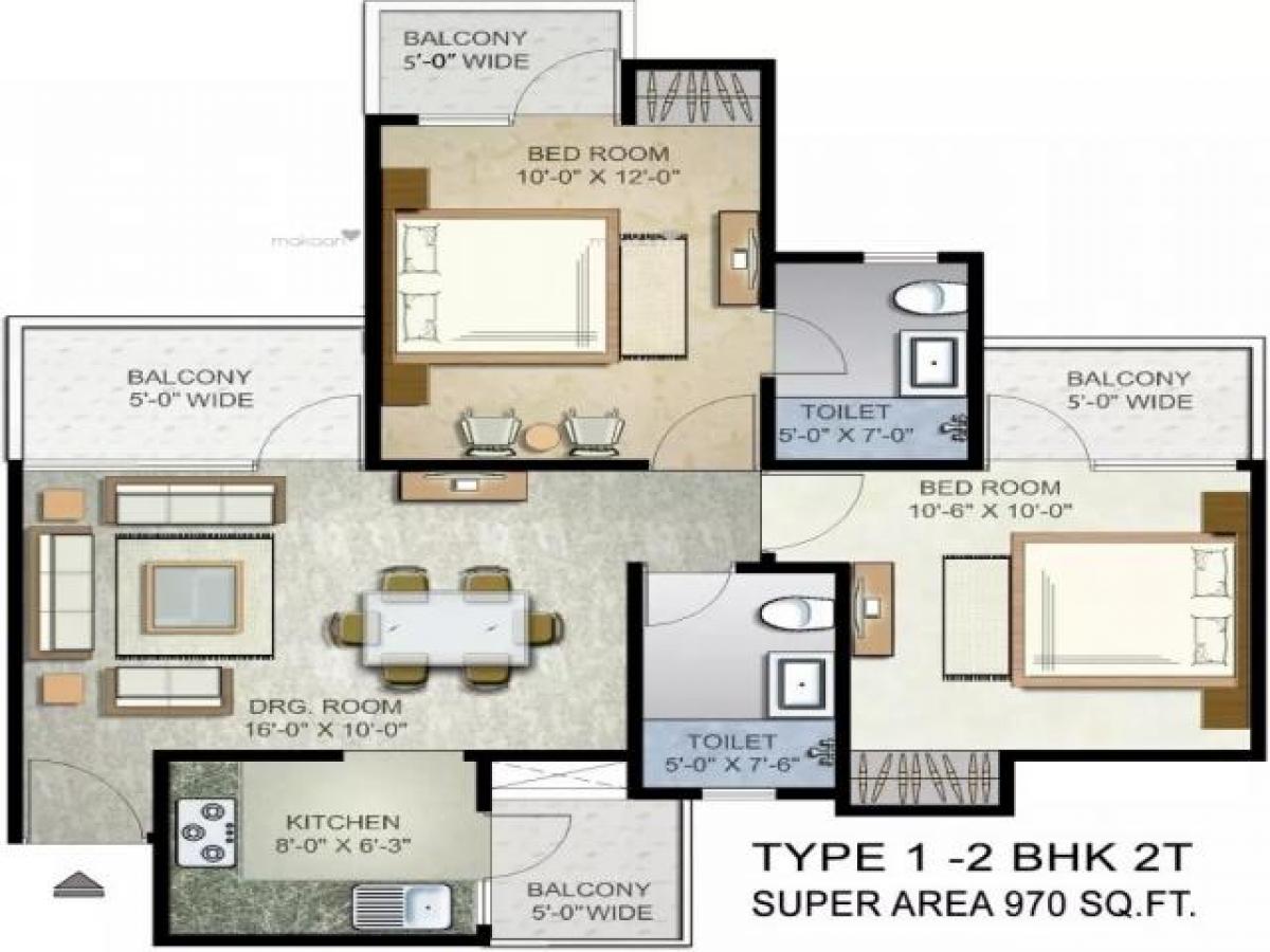 Дом с 2 спальнями в Нойда, Индия № 67667