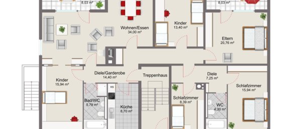 Квартира с 6 комнатами в Лёррах, Германия № 274248 17