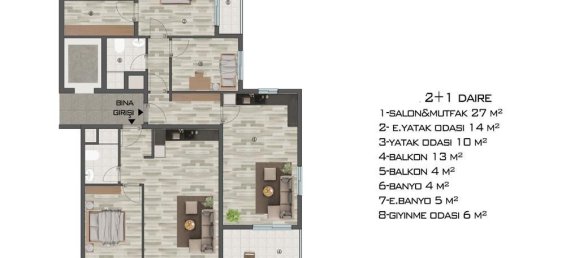 2 rooms Apartment in Mersin, Turkey No. 30053 14