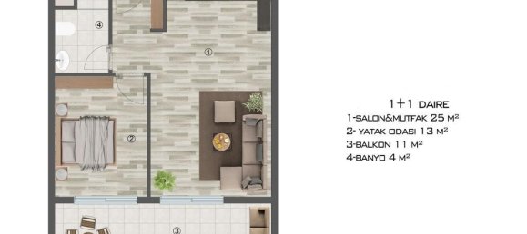 2 rooms Apartment in Mersin, Turkey No. 30053 13