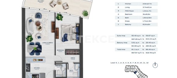 1 bedroom Apartment for sale in Al Marjan Island, Ras Al Khaimah, UAE № 123461 20