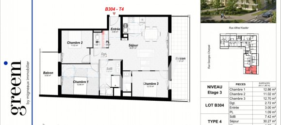 Квартира с 3 спальнями в Безан, Франция № 225478 10