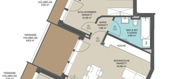 Квартира с 3 комнатами в Пенцинг, Австрия № 133105 16