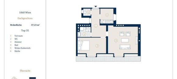 Квартира с 2 комнатами в Мариахильф, Австрия № 221957 10
