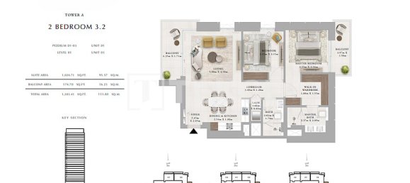 3 Schlafzimmer Wohnung in Dubai, UAE, Nr. 111811 14